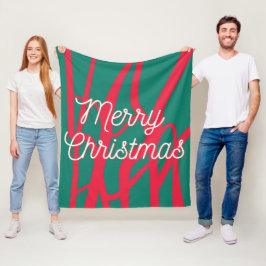 Cobertor De Velo Abstrato Vermelho Verde Personalizado Feliz Natal