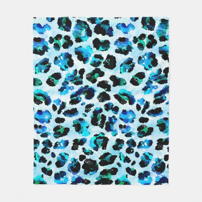 Cobertor De Velo Abstrato Watercolor Leopard Skin Patterne (Frente)