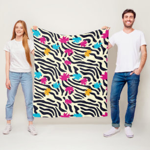 Cobertor De Velo Abstrato Zebra Stripes com pintura folha