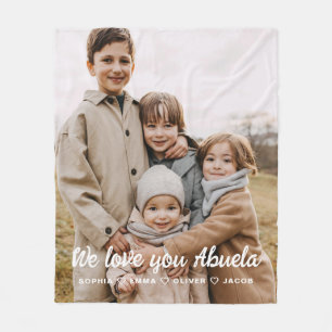 Cobertor De Velo Abuela Amamos-te Corações à Colagem de Fotos Moder