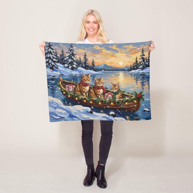 Cobertor De Velo Abyssinian Cat Christmas Boat Holiday (In Situ)