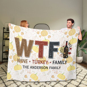 Cobertor De Velo Ação de Graças Família Peru Vinho WTF Engraçado