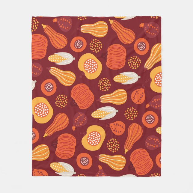 Cobertor De Velo Ação de Graças Pumpkin Brown Seamless Pattern. (Frente)