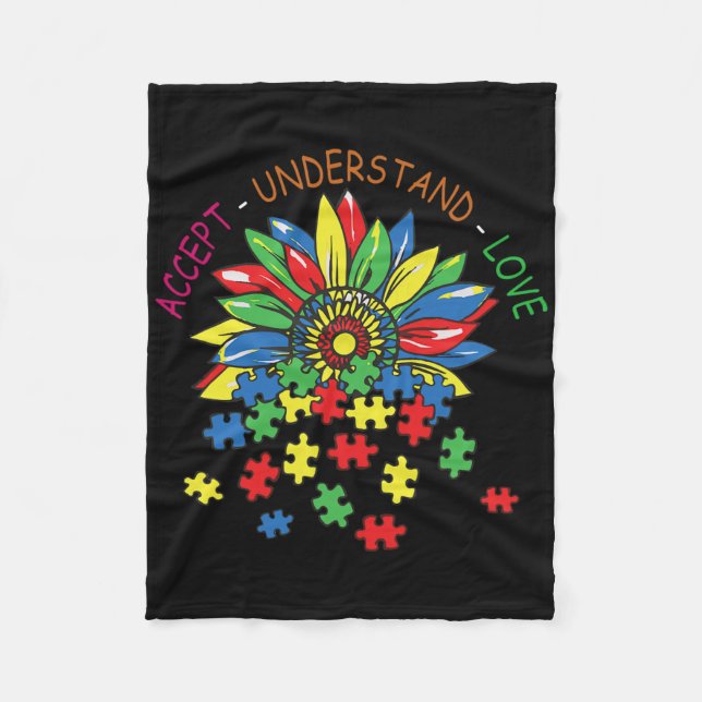 Cobertor De Velo Accept Flower Daisy Compreende Autismo Awarene (Frente)