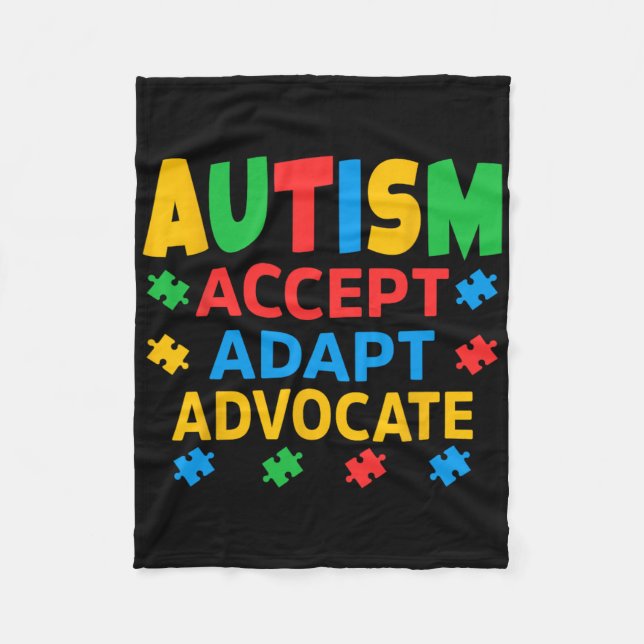 Cobertor De Velo Aceitar Adaptar Defender Conscientização do Autism (Frente)