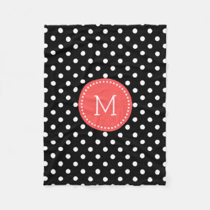 Cobertor De Velo Acentos De Coral-Vermelho De Polkadot Branco E Pre
