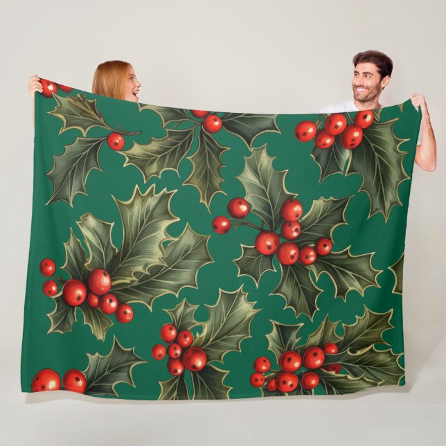 Cobertor De Velo Acentos de Holly de Natal Tradicional (In Situ)