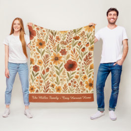 Cobertor De Velo aconchego floral colheita home e script de nome da