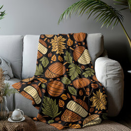 Cobertor De Velo Acorn Pattern Harvest Day Autumn Fleece Blanket