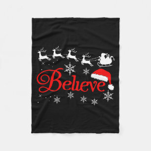 Cobertor De Velo Acredite no Natal Xmas Papai Noel Família Pijamas