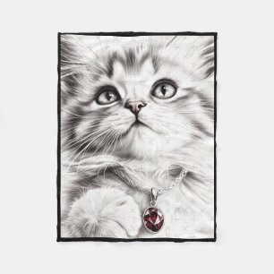 Cobertor De Velo Adesivo de desenho a lápis de gato realista1