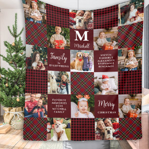 Cobertor De Velo Adesivos de Natal Xadrez de Patchwork Família 15 F