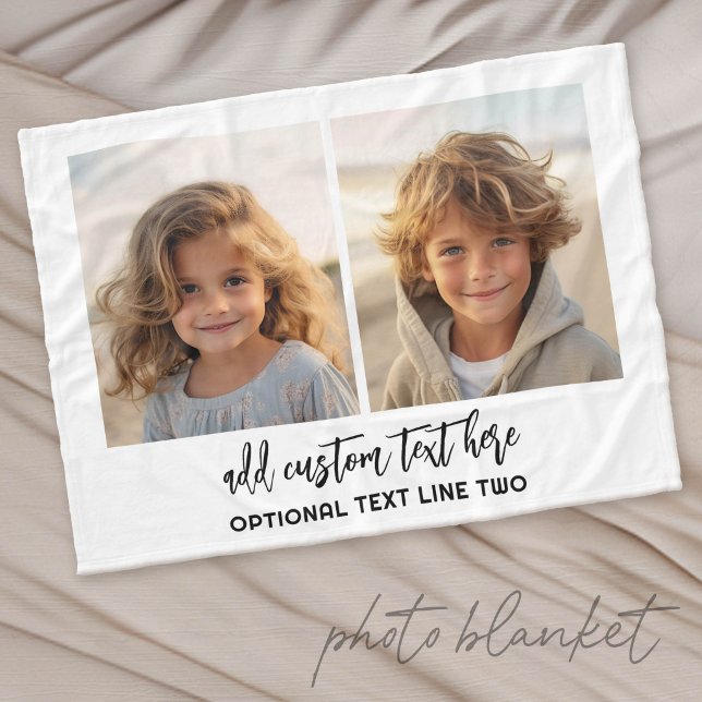Cobertor De Velo Adicionar 2 Fotos - Colagem Simples (Custom Fleece Photo Blanket)