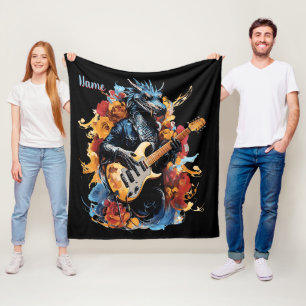 Cobertor De Velo Adicionar Nome, Músico do Dragão de Violão Azul e 