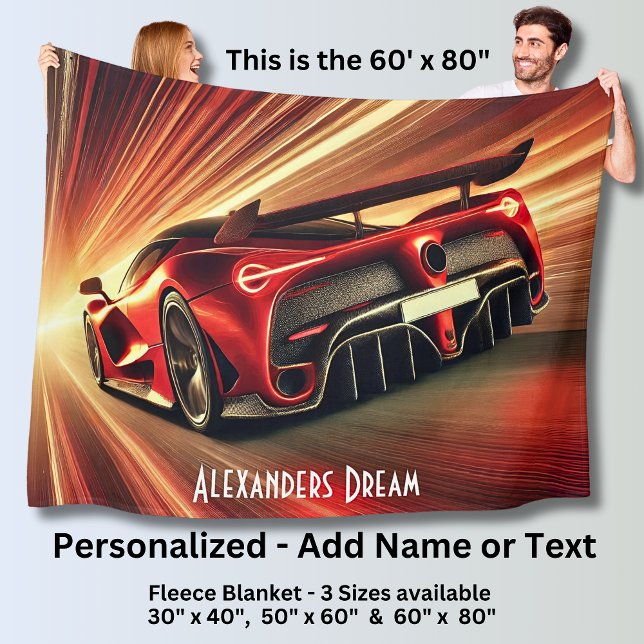Cobertor De Velo Adicionar Nome Texto, Carro Moderno Dramático em E (Criador carregado)