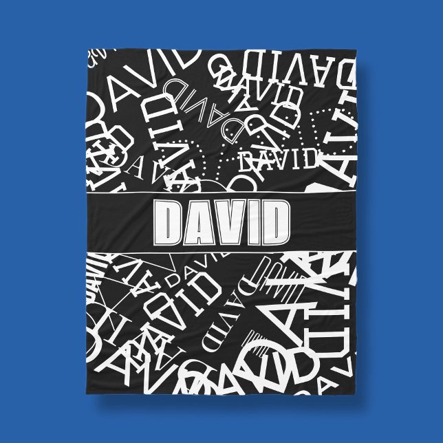 Cobertor De Velo Adicionar qualquer nome, nome colagem em preto e b (Criador carregado)