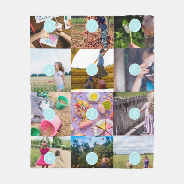 Cobertor De Velo adicione seu próprio pacote de 12 fotos personaliz (Frente)