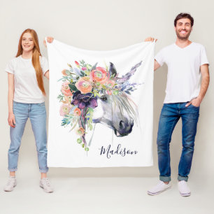Cobertor De Velo Adicione seu unicórnio vestido   floral conhecido