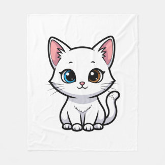 Cobertor De Velo Adorable Cartoon White Cat