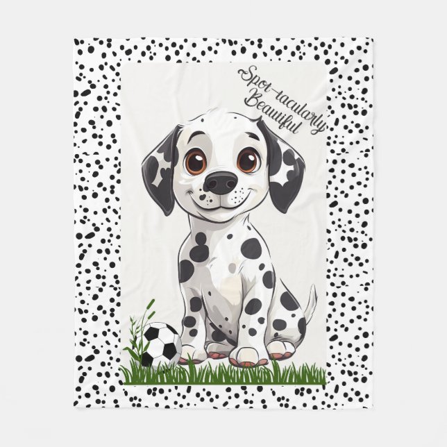 Cobertor De Velo Adorable Dalmatian Puppy Football Art (Frente)