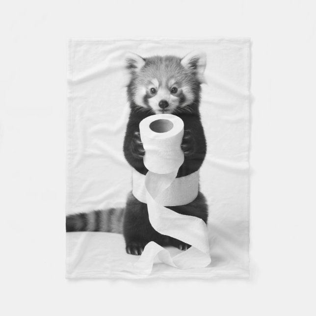 Cobertor De Velo Adorable Red Panda Holding Toilet Paper Minimalist (Frente)