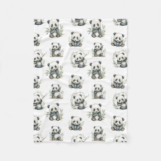 Cobertor De Velo Adoráveis Pandas Bebês Comendo Bambu em Aquarela