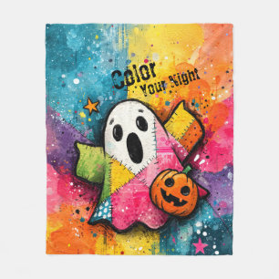 Cobertor De Velo Adorável Fantasma de Patchwork Arte Colorida de re