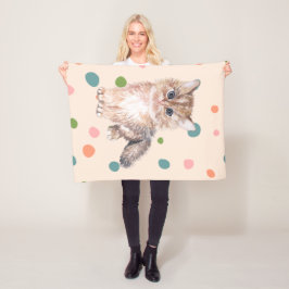 Cobertor De Velo Adorável gatinho, bolinhas de gatinho, rosa