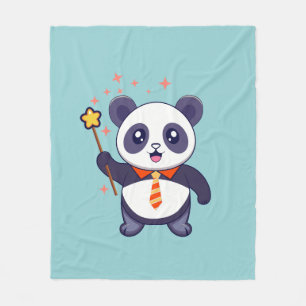 Cobertor De Velo adorável panda vestindo gravata amarela alaranjada