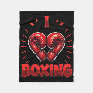 Cobertor De Velo Adoro Boxing Vermelho Luvas Coração Bo