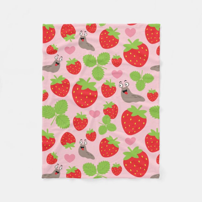 Cobertor De Velo Adoro Morangos Sem Costura Padrão (Frente)