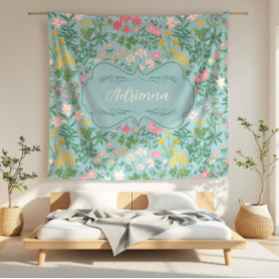 Cobertor De Velo Adrienna Blue Art Nouveau Floral Field