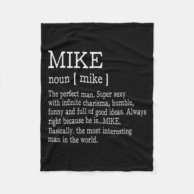 Cobertor De Velo Adult Definition First Name Mike Men Funny  (Frente)