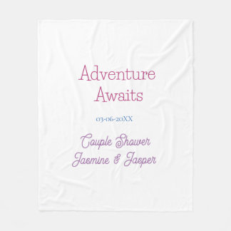 Cobertor De Velo adventure awaits couple shower name date pink blue