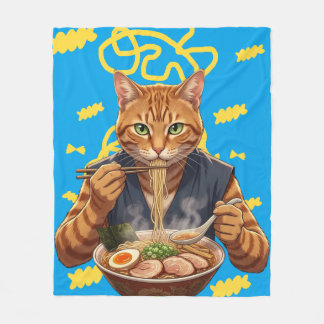 Cobertor De Velo Aesthetic Ramen Cat Anime - Japanese Pop Art