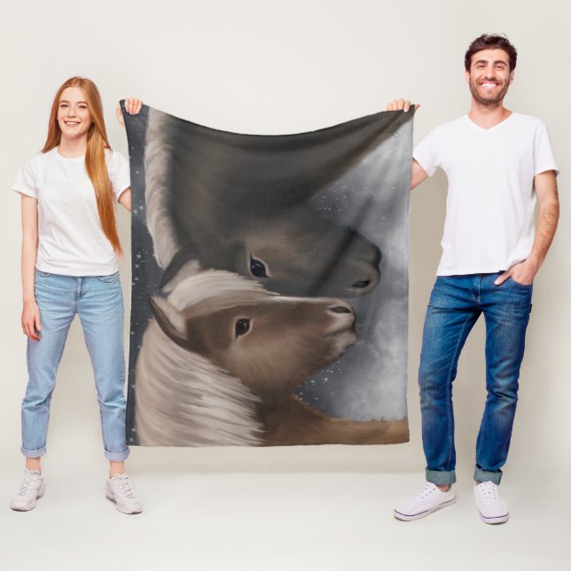 Cobertor De Velo Afetação Árctica: Cavalos Islandeses em Neve (In Situ)