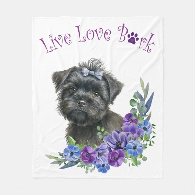 Cobertor De Velo Affenpinscher Cachorro Mãe Floral (Frente)