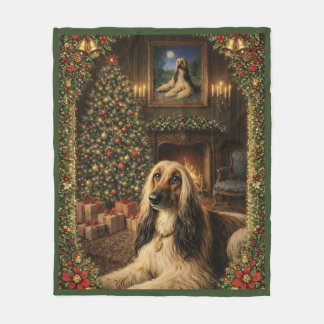 Cobertor De Velo Afghan Hound Holiday Christmas Throw Blanket