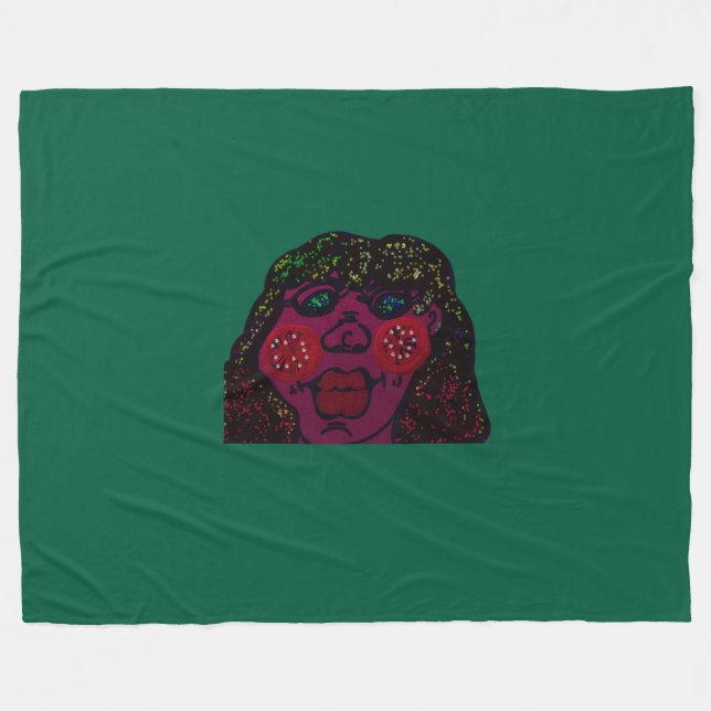 Cobertor De Velo African-American Cartoon Character Portrait (Frente (Horizontal))