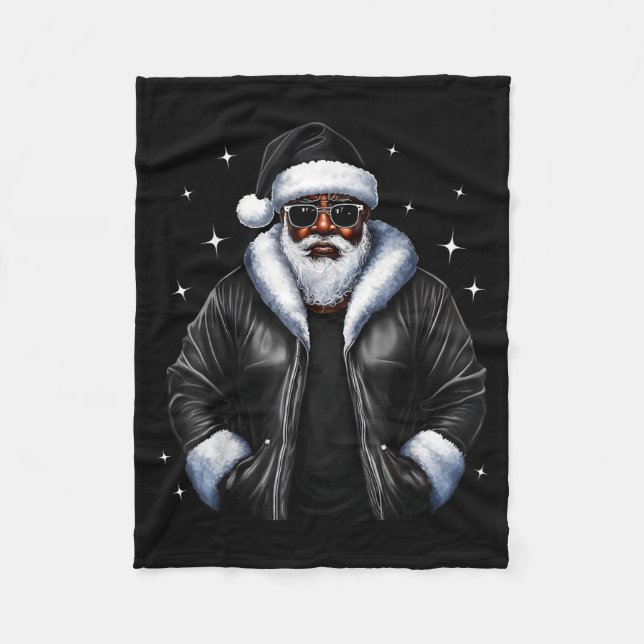 Cobertor De Velo African American Christmas Xmas Afro Santa Claus  (Frente)