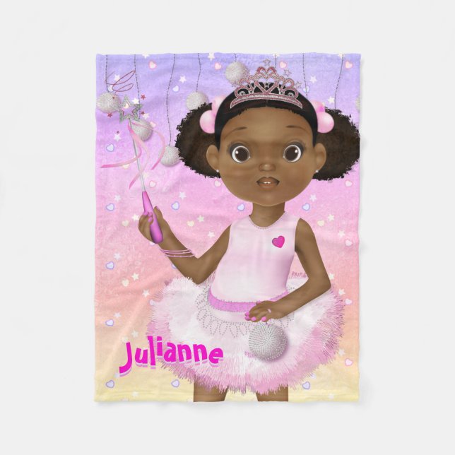 Cobertor De Velo African American Fairy Princess Ballerina (Frente)