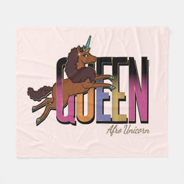 Cobertor De Velo Afro Unicorn Queen Design (Frente (Horizontal))