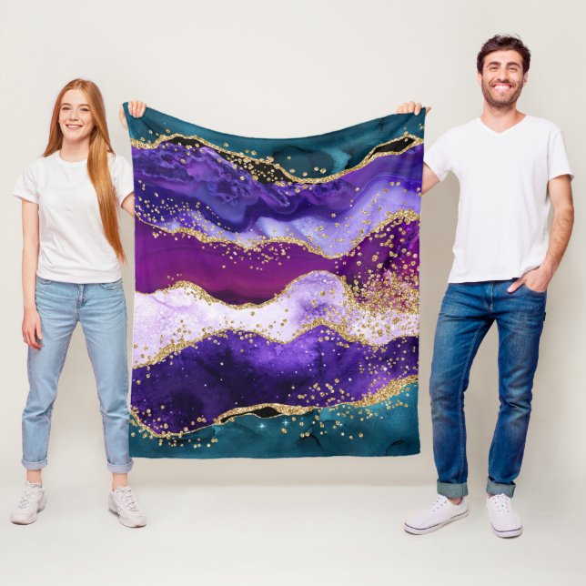 Cobertor De Velo Ágata Pavão com Brilho Rosa, Roxo e Turquesa (In Situ)