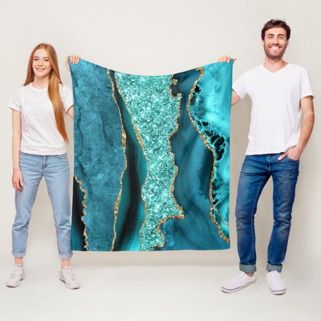 Cobertor De Velo Agate Teal Blue Glitter Marble Aqua Turquoise (In Situ)