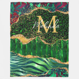 Cobertor De Velo Agato de Impressão Animal Safari Verde