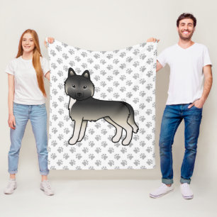 Cobertor De Velo Agouti Siberian Husky Cartoon Dog & Paws