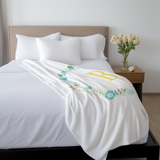 Cobertor De Velo Água e Verruga Floral Amarelo Monograma (Criador carregado)