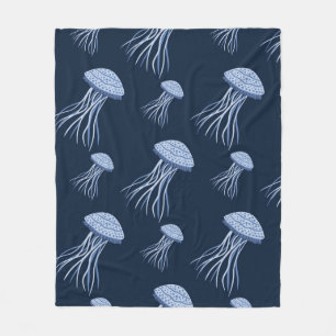 Cobertor De Velo Água-viva Azul Elegante Padrão Sem Costura Coste