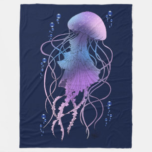 Cobertor De Velo Água-viva Etérea Violeta Azul