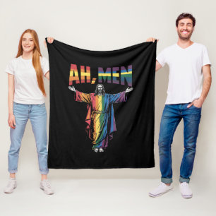 Cobertor De Velo Ah Homens Engraçados LGBT Orgulho Gay Jesus Cristã
